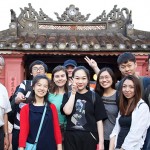 Students arrive in Da Nang, Vietnam. Here, they are standing at the entrance of “Hoi An Covered Bridge”. Photo: Timothy Tse.