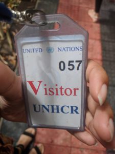 United Nations High Commission for Refugees (UNHRC) visitor pass. Photo: Kassandra Neranja.