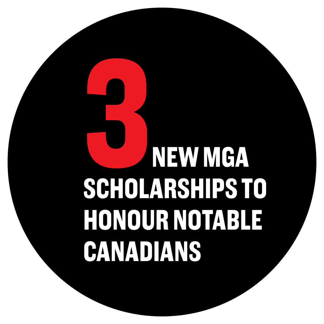 3 new MGA scholarships to honour notable Canadians.