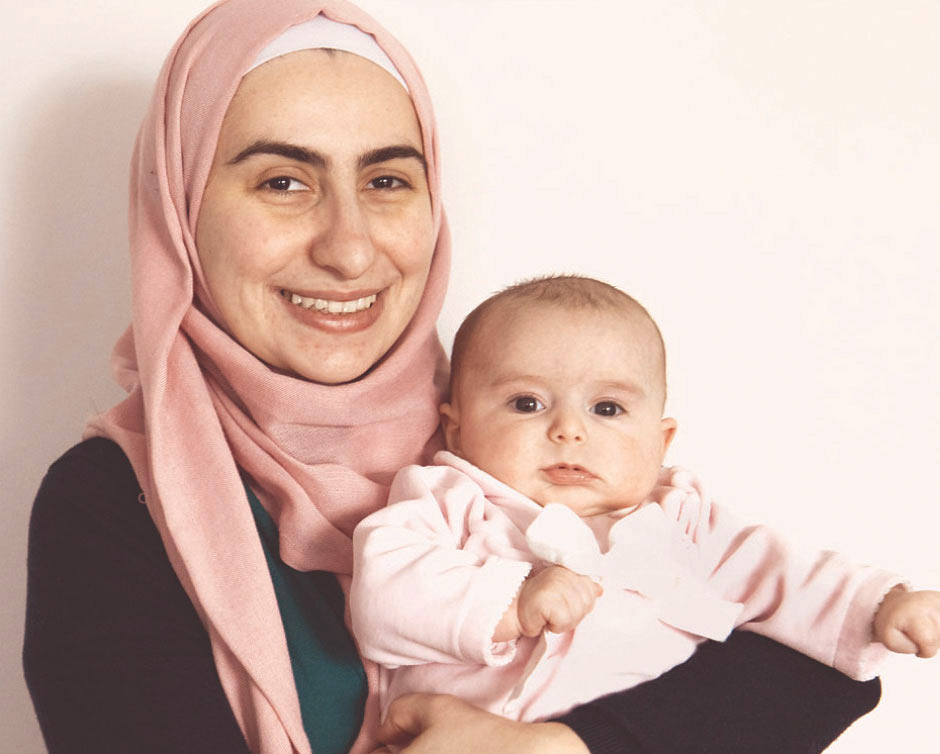 Noura Al-Jizawi with her three-month-old baby Naya.