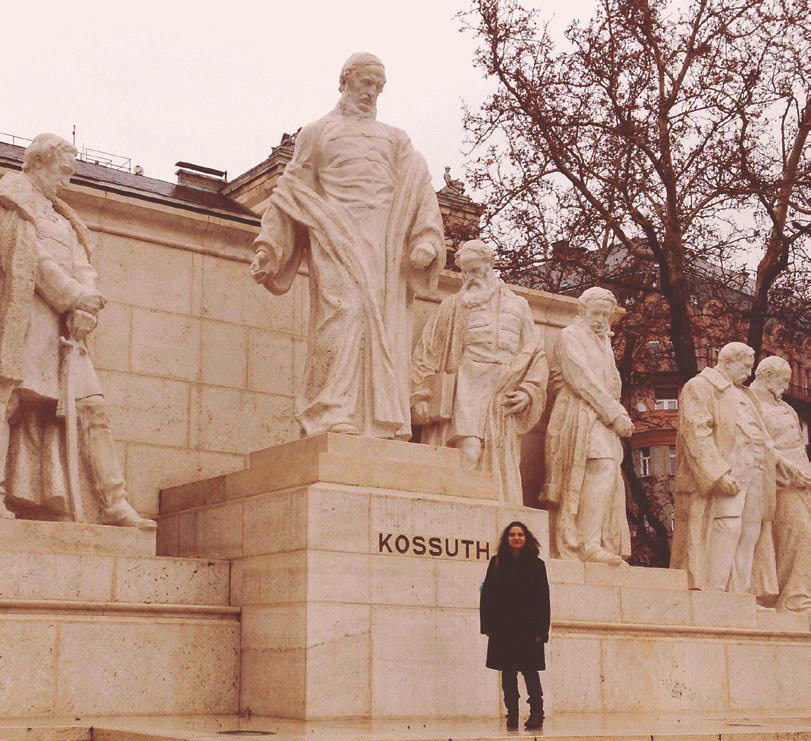 Anna Herran in Kossuth Lajos Square, Budapest.