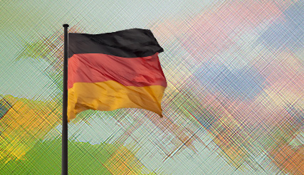 German Flag Juxtaposed with European Map