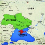 A map of Ukraine showing Crimean peninsula in red color