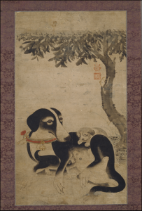 Painting-of-a-Dog-and-Puppies_Mogyeondo_Joseon-Dynasty_artist-Yi-Am_National Musuem of Korea