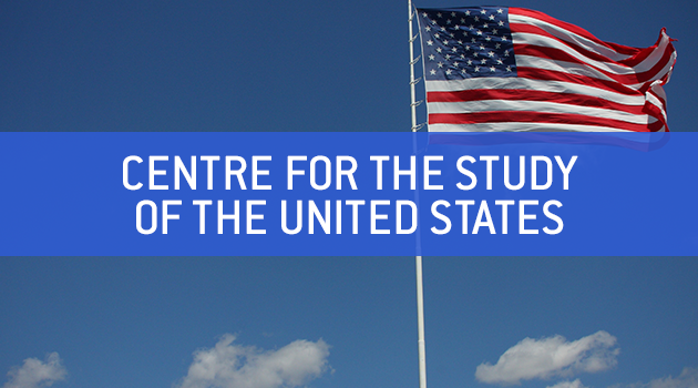 American flag in the blue sky blow in the wind, text reads: "Centre for the Study of the United States" (Photo Credit: https://www.flickr.com/photos/aloha75/4533114853)