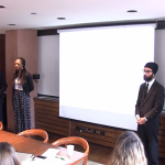 A screenshot of the Global Health Lab group presenting their pitch