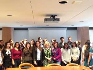 Munk One Case Competition Participants with judges Cheri DiNovo and Amber Kellen.