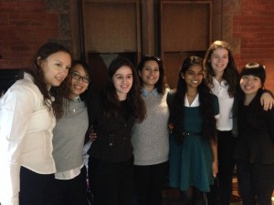 The winning team and their student mentors, Aviva Glassman and Victoria Yang.