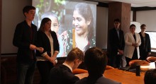 Students present their proposals at Dragon's Den event.