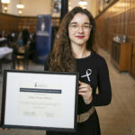 Sydney Narciso Wilson, recipient of the Award for Scholarly Achievement in the Area of Gender-Based Violence, as part of the National Day of Remembrance & Action on Violence Against Women events in Hart House at the University of Toronto, Friday, November 29, 2019. (Photo by Nick Iwanyshyn)