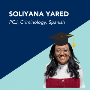 Graphic design with a picture of graduating student Soliyana Yared. 