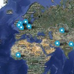 Map of world showing MGA internship placements