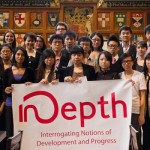 Photo of AI Students at Indepth Conference Standing Together holding banner reading "INDEPTH"