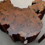 Photo of Art from the AGO's Ai-WeiWei Exhibit, showing a realized sculpture of China's shape as a country created with wooden log