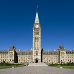 Wide shot of Centre Block of Parliament Hill