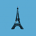 Illustration of the Eiffel Tower against a plain background.