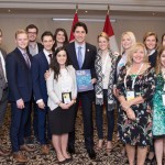 Students pose with Justin Trudeau