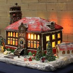 A close up of the Munk School gingerbread house