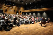 Students gathered in an auditorium