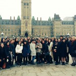 A group of students pose at Parliament Hill