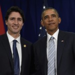 President Barack Obama, right, and Canadaís Prime Minister Justin Trudeau, left, stand to shake hands following their bilateral meeting at the Asia-Pacific Economic Cooperation summit in Manila, Philippines, Thursday, Nov. 19, 2015. (AP Photo/Susan Walsh)