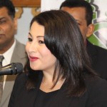 Maryam Monsef delivering a speech at a mosque in Peterborough