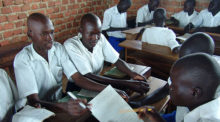 Students in class at a high school in Uganda