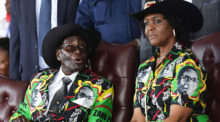 Zimbabwean President Robert Mugabe and his wife Grace Mugabe attend the celebration of Mugabe's 93rd birthday.