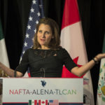 Canadian Foreign Affairs Minister Chrystia Freeland at the closing of the NAFTA meetings in Montreal on Monday.
