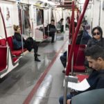 Commuters in a TTC subway car