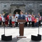 Justin Trudeau announces his bid for re-election outside of Rideau Hall