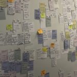 Post-it notes cover a wall labeled "feedback" during a forum hosted by Google affiliate Sidewalk Labs in Toronto