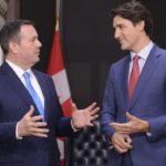 Alberta Premier Jason Kenney speaks with Prime Minister Justin Trudeau