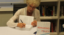 Carolyn Tuohy signs copies of Remaking Policy at her book launch