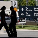 Canadian border guards at the Douglas border crossing on the Canada-U.S. border in Surrey, B.C. Article content