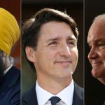 Composite photo of Jagmeet Singh, Justin Trudeau and Erin O'Toole