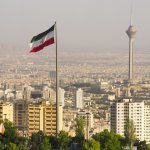 Iran from above, featuring the Iranian flag